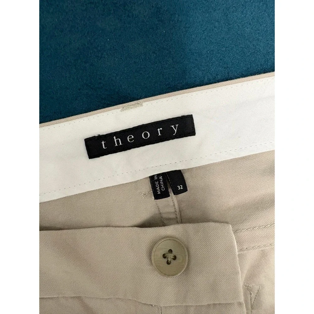 Theory Mens Zaine Slim Fit Chino Pants Beige Khaki Size 32 Cotton Stretch